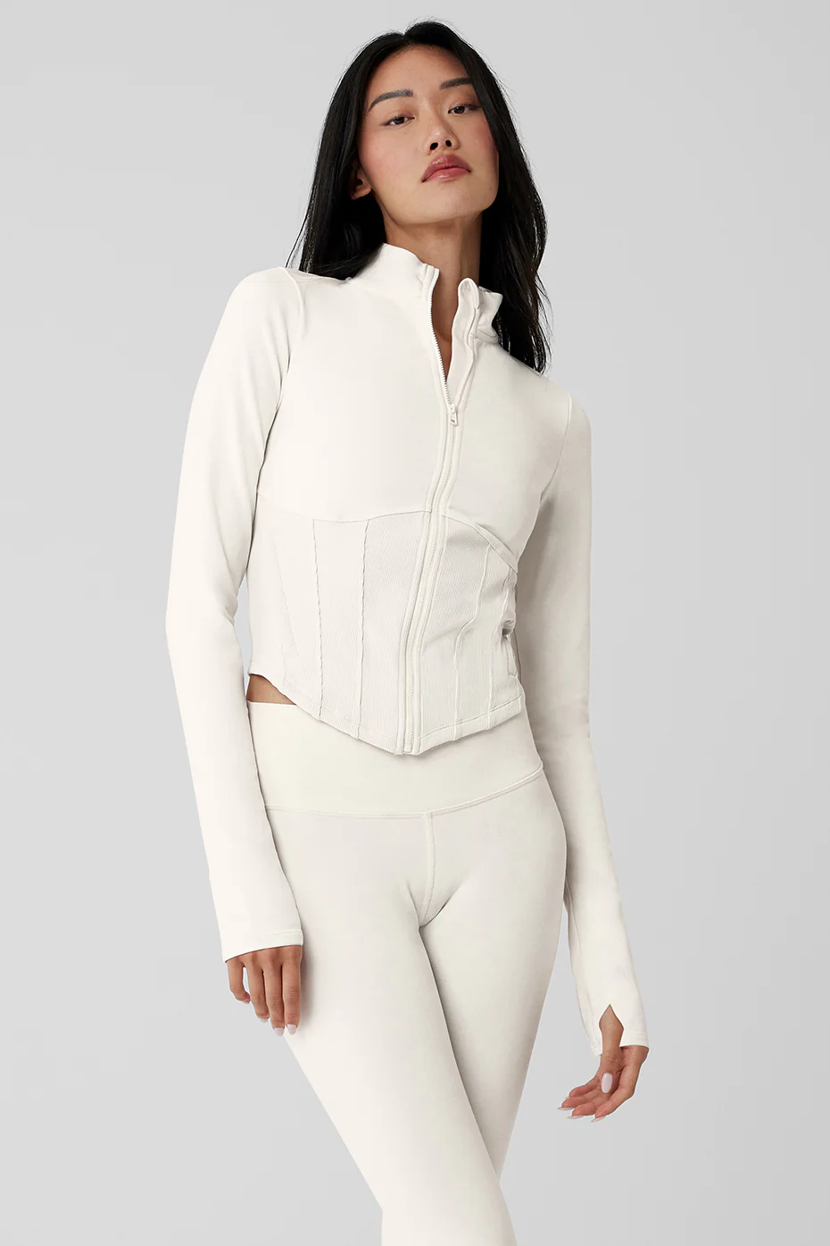 Airbrush Corset Full Zip Jacket - Ivory