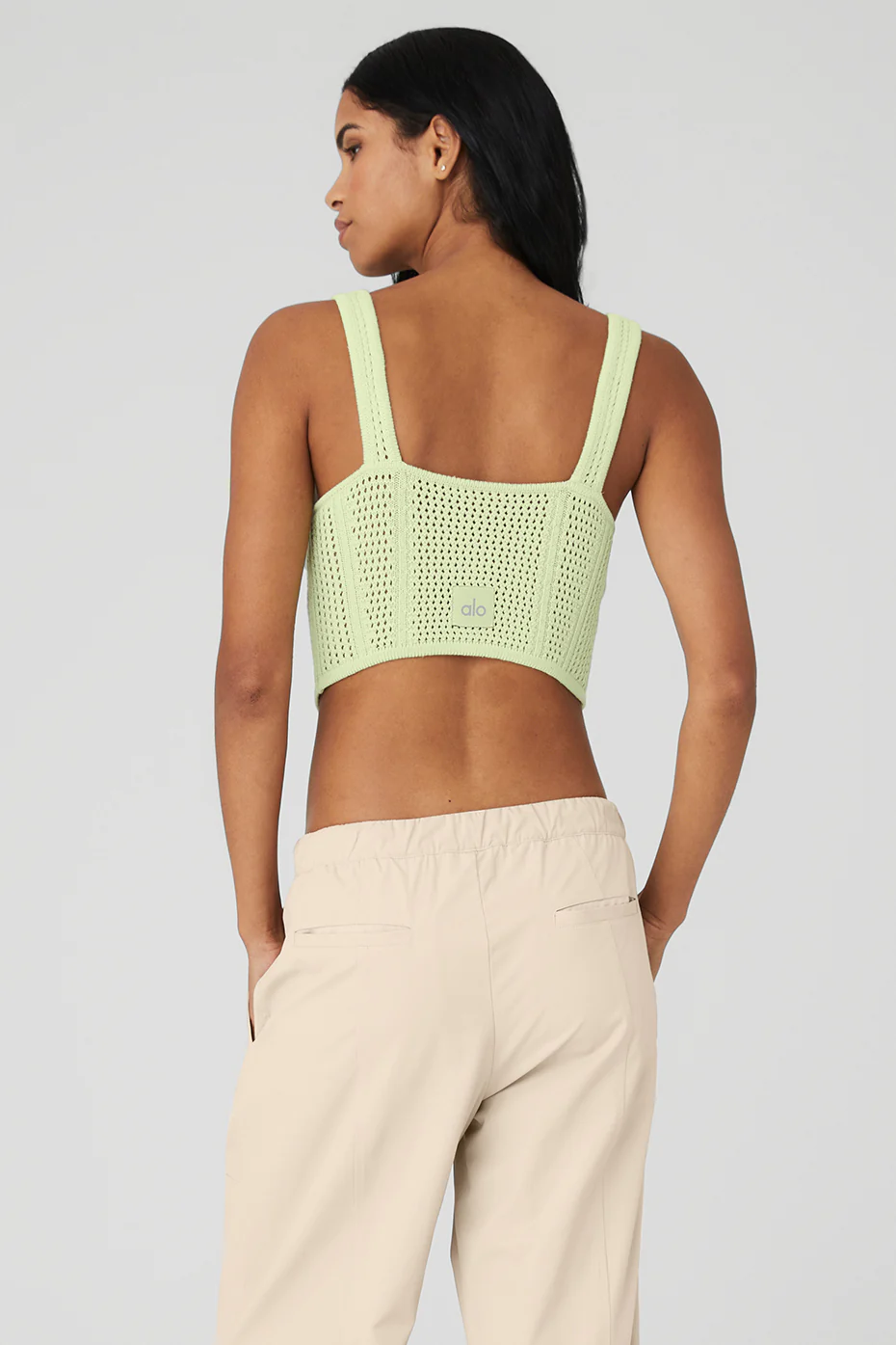 Open-Knit Chase The Sun Corset Tank - Iced Green Tea