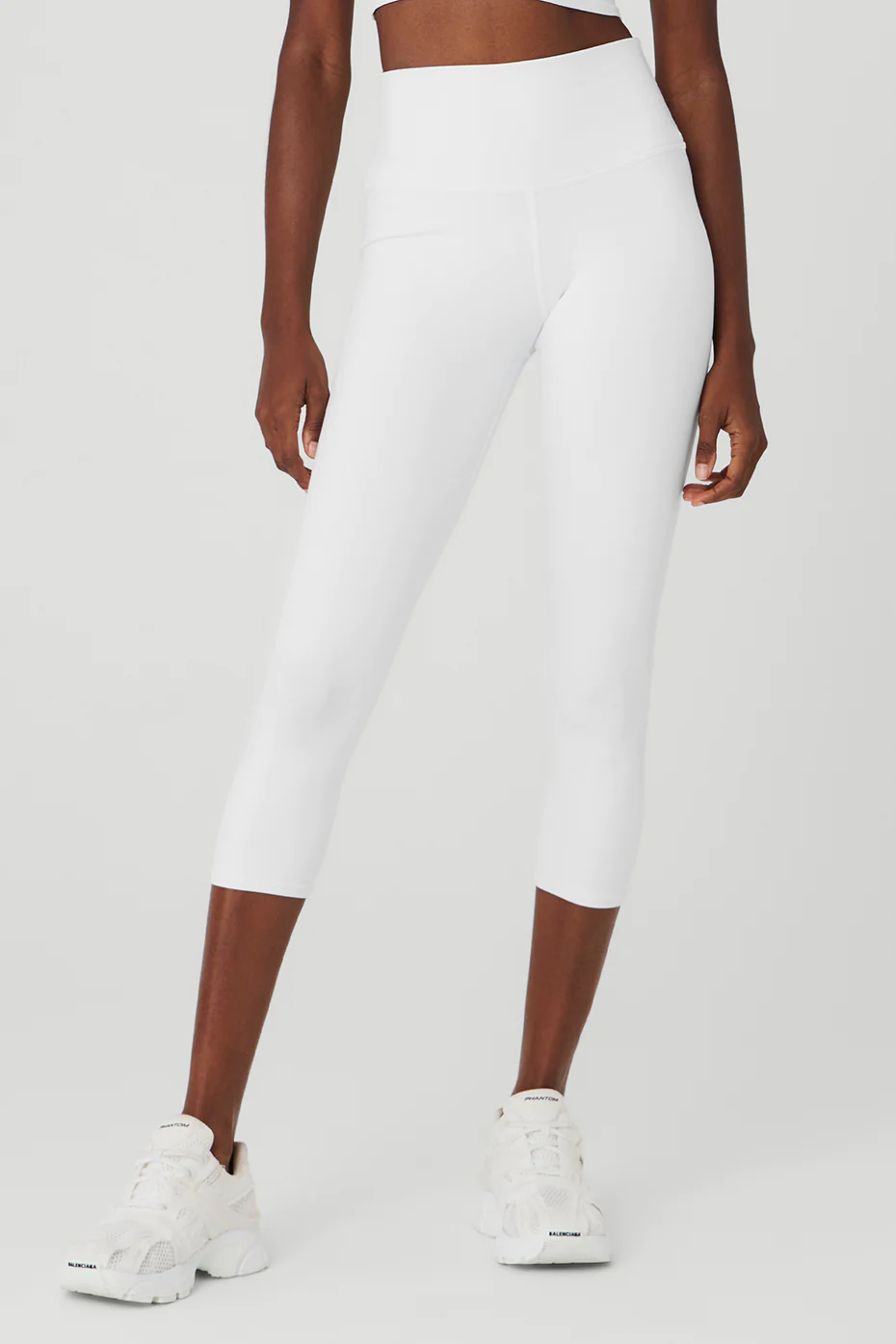 High-Waist Airbrush Capri - White