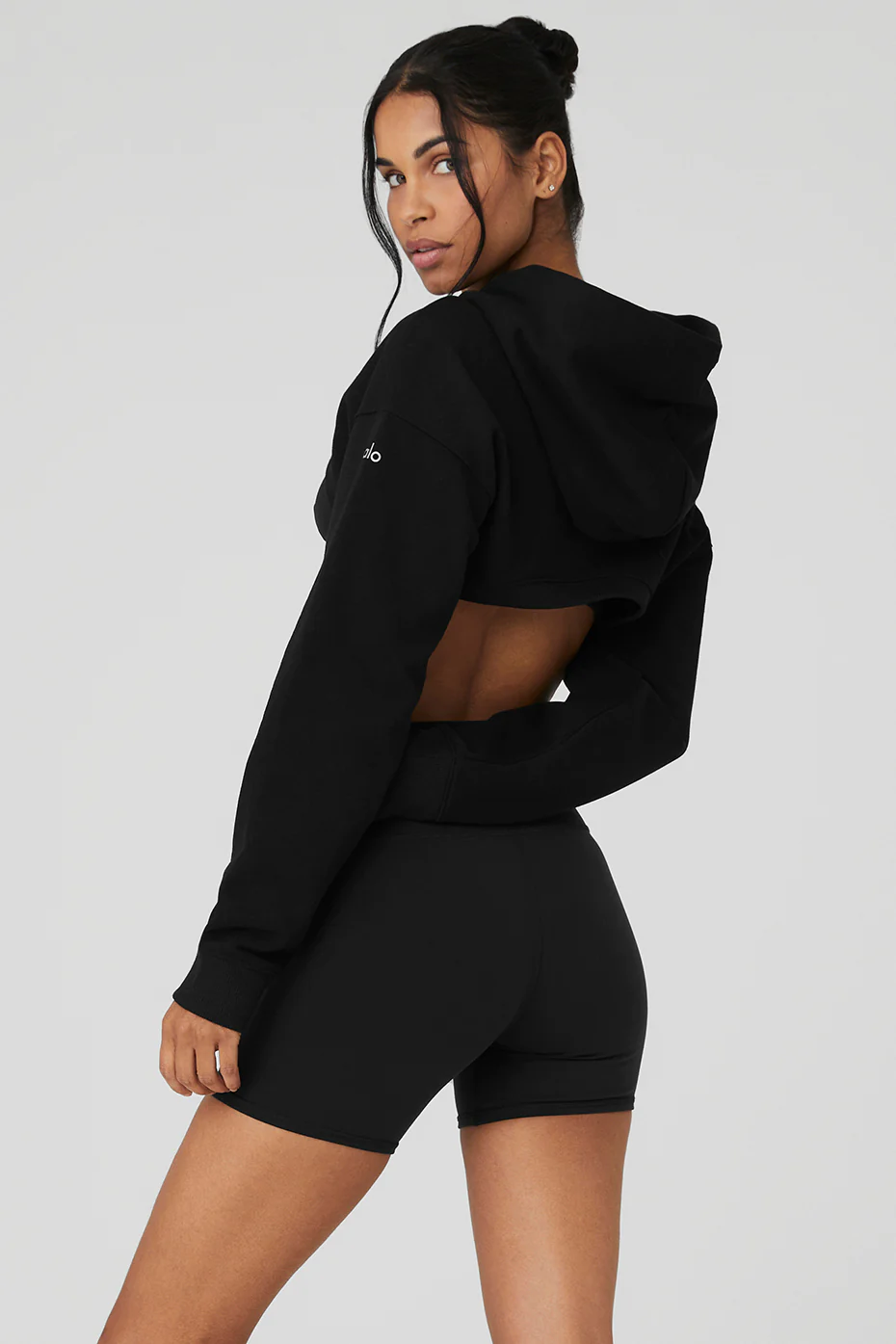 Cropped Shrug It Off Hoodie - Black