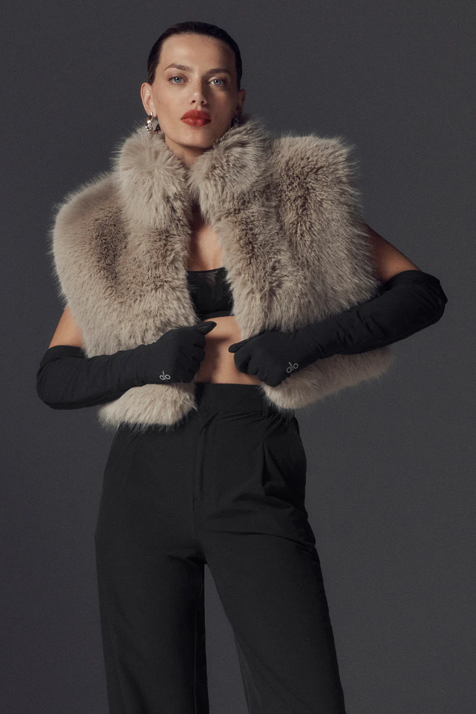 Opulent Faux Fur Cropped Vest - Oat