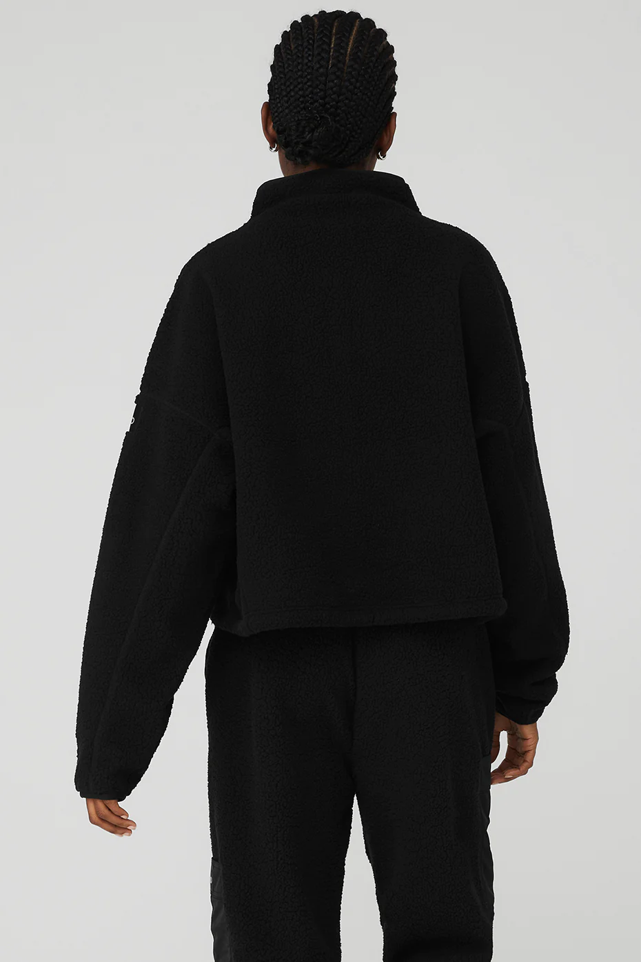 Micro Sherpa Cozy Cabin Half Zip Pullover - Black