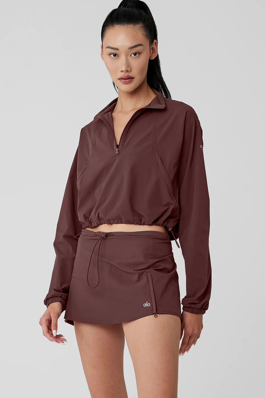 1/4 Zip Cropped In The Lead Coverup - Cherry Cola
