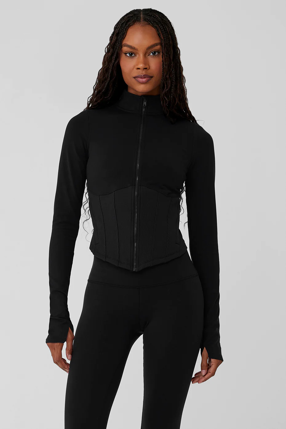 Airbrush Corset Full Zip Jacket - Black