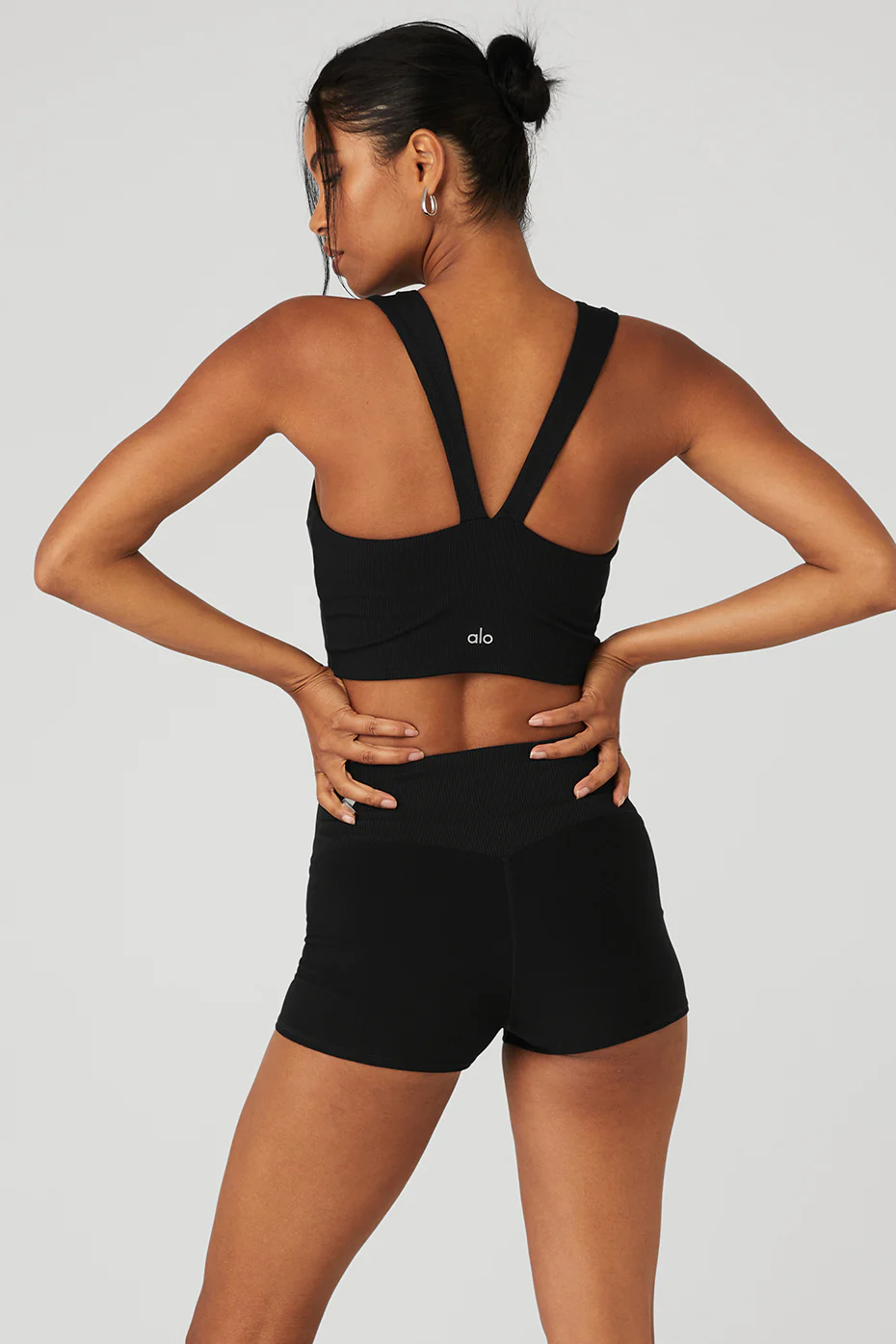 Alosoft Ribbed Chic Bra Tank - Black