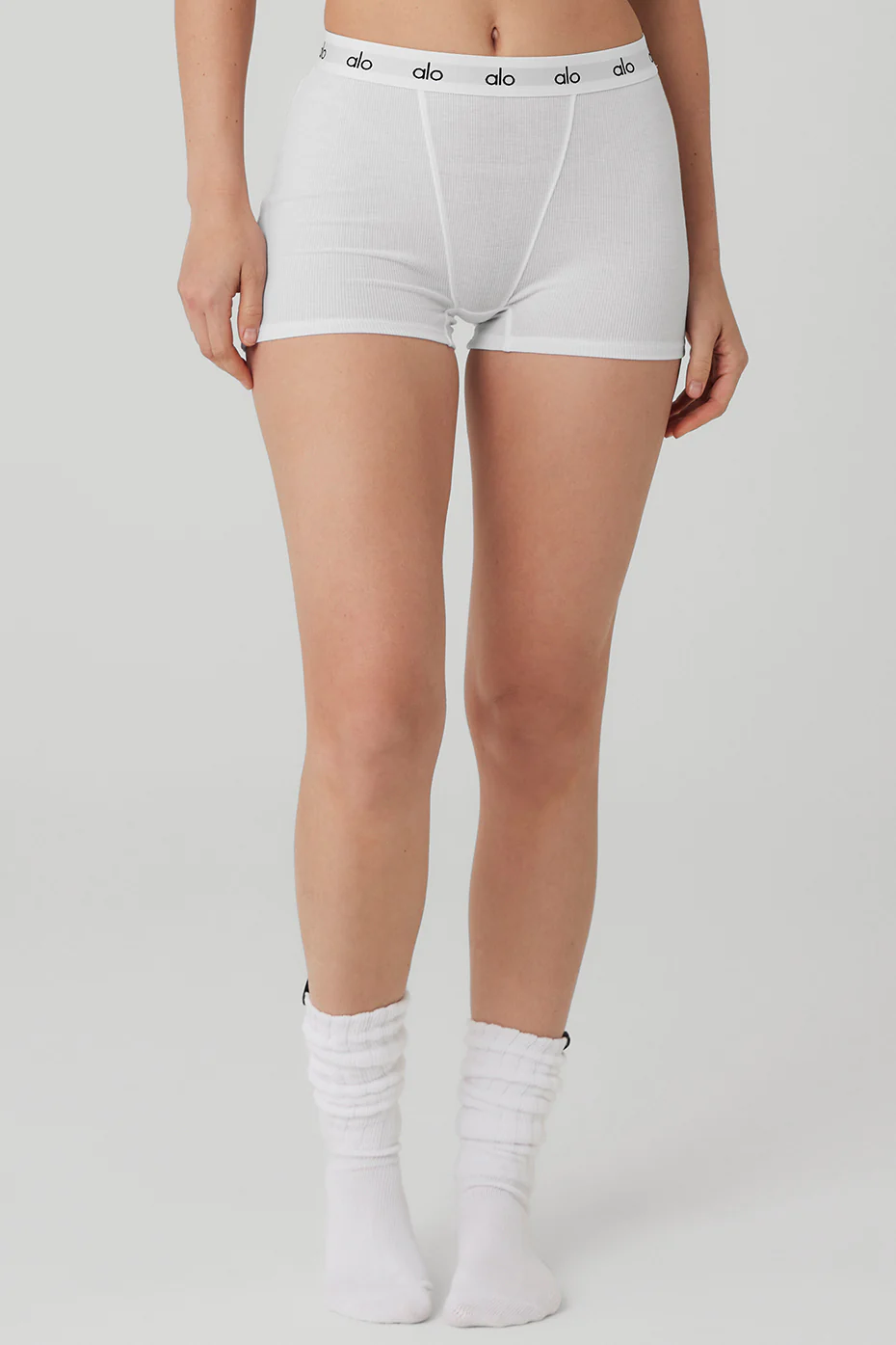 Icon Ribbed Boyshort - White