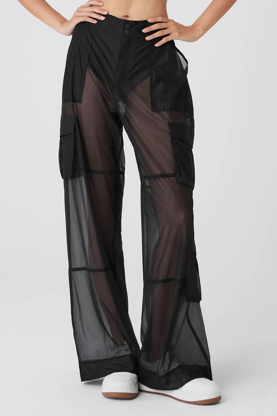 Sheer Effusion Cargo Wide Leg Trouser - Black