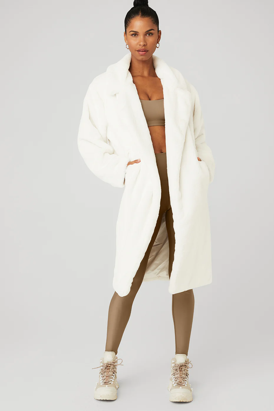 Oversized Faux Fur Trench - Ivory