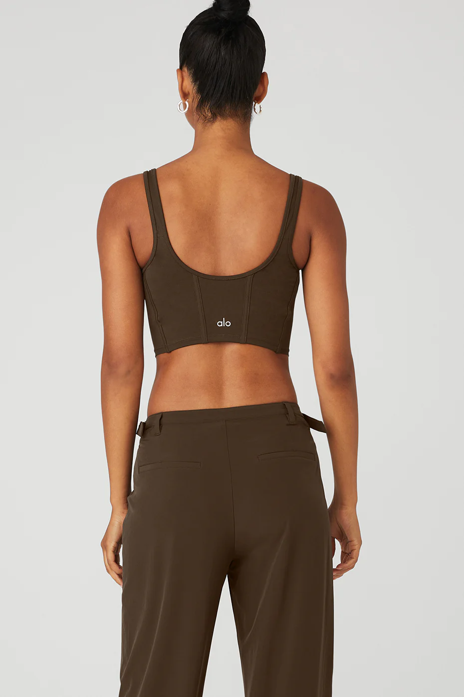 Airbrush Mesh Corset Tank - Espresso