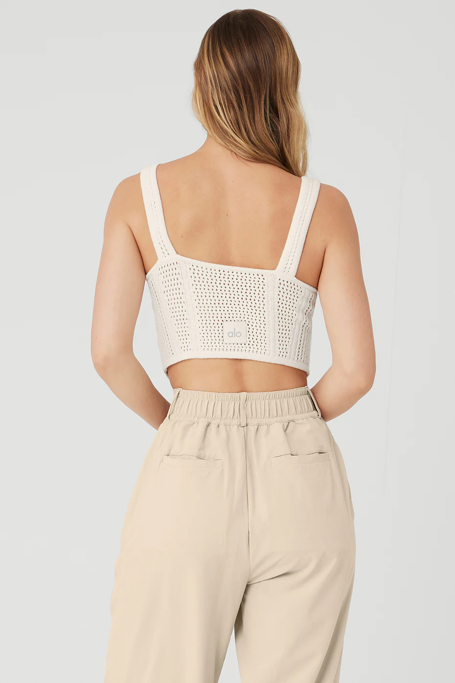 Open-Knit Chase The Sun Corset Tank - Ivory