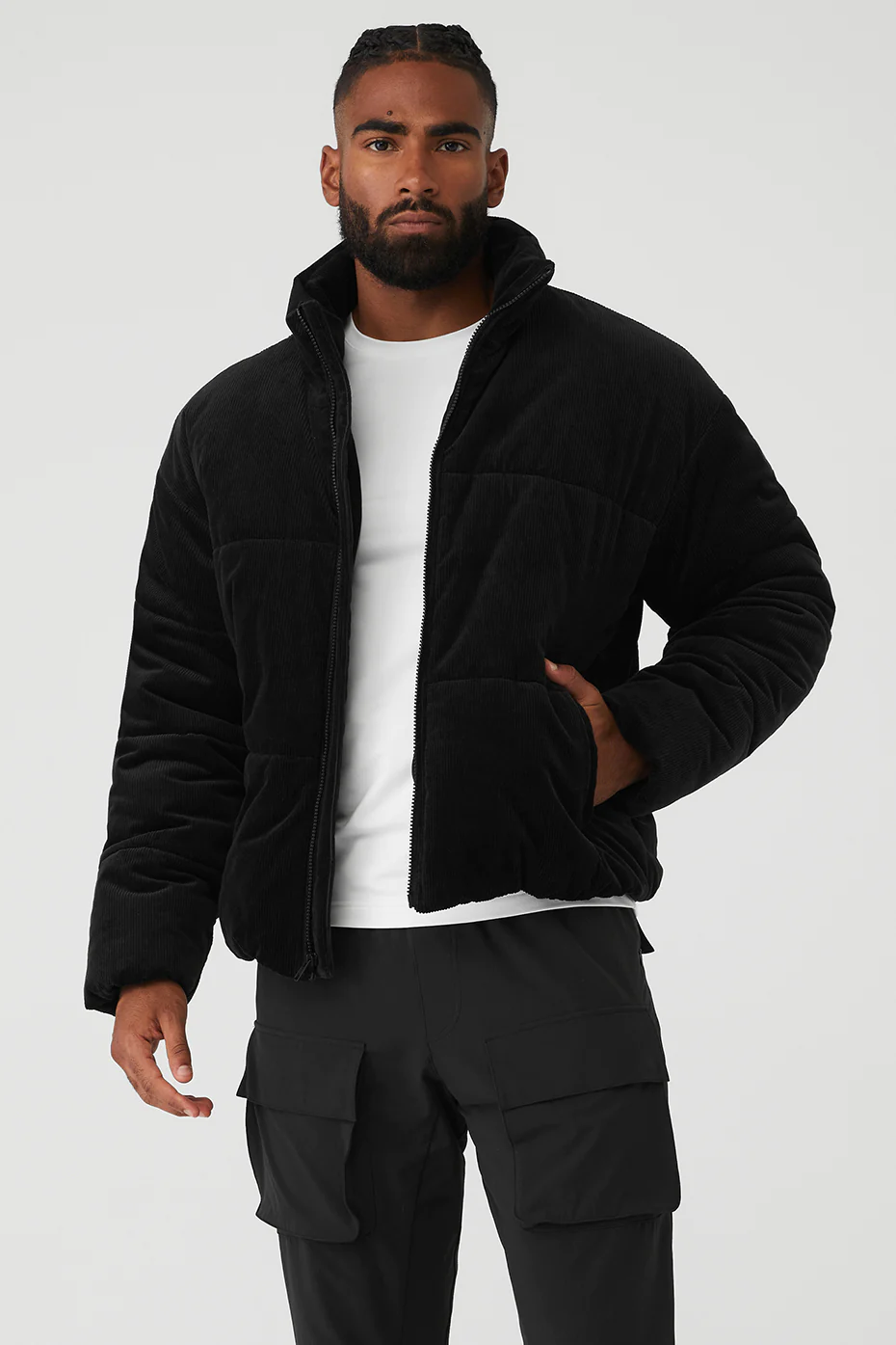 Corduroy Stage Puffer - Black