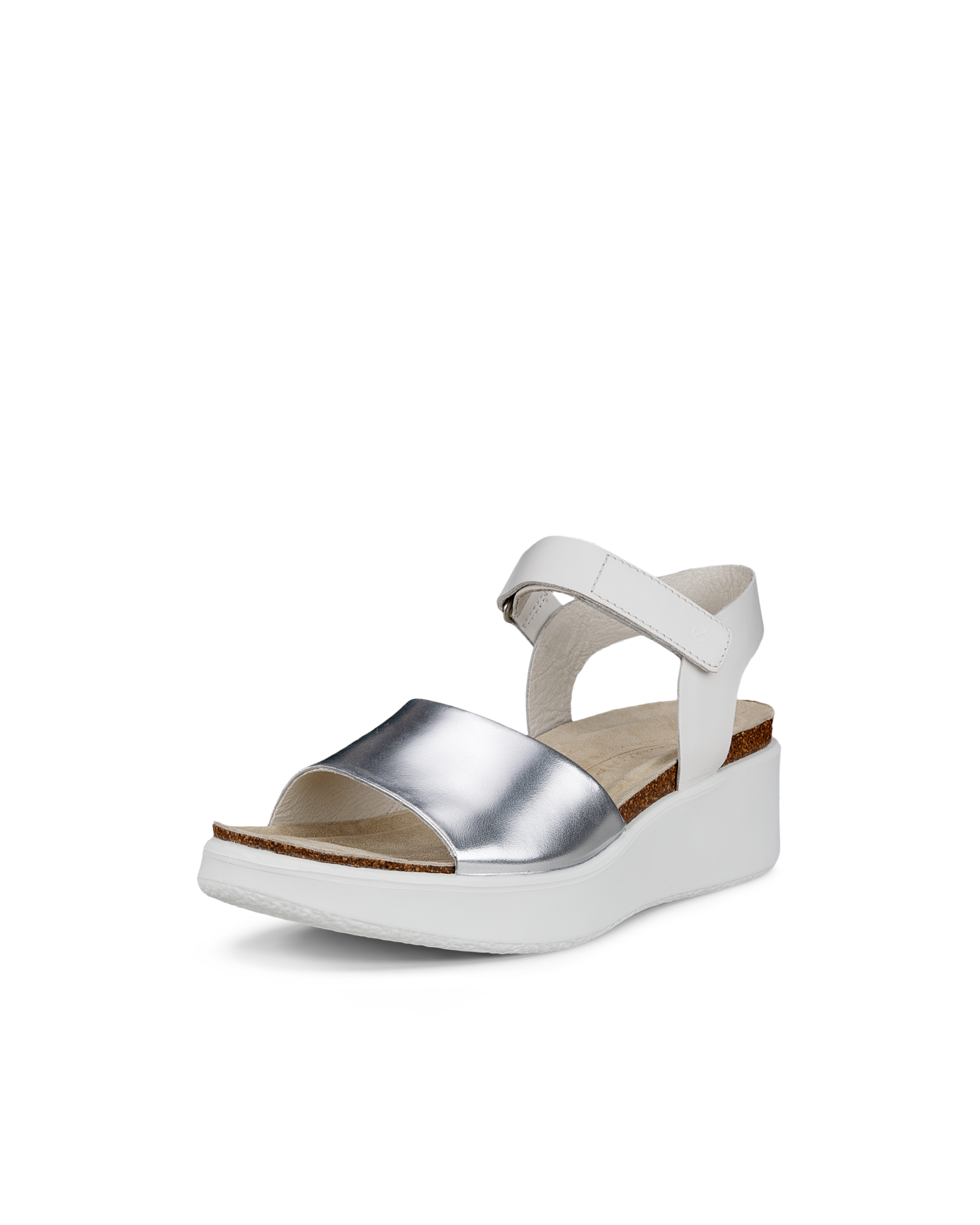 Women's ECCO® Flowt Wedge Leather Cork Heeled Sandal