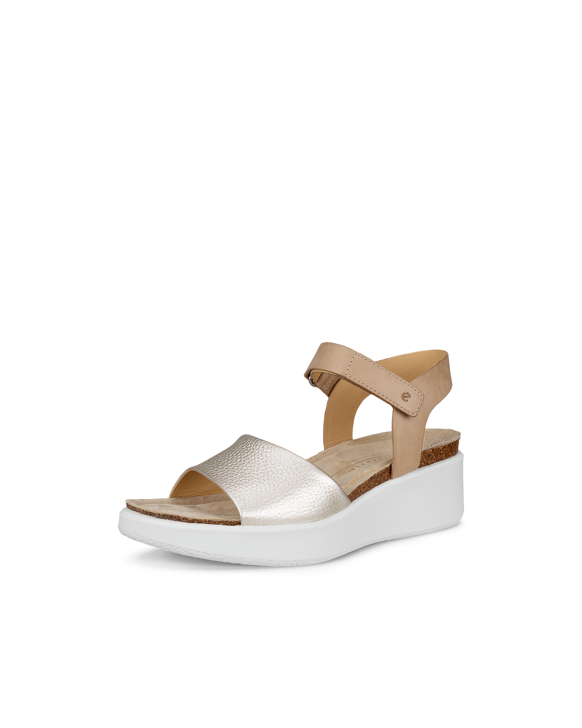 Women's ECCO® Flowt Wedge Leather Cork Heeled Sandal
