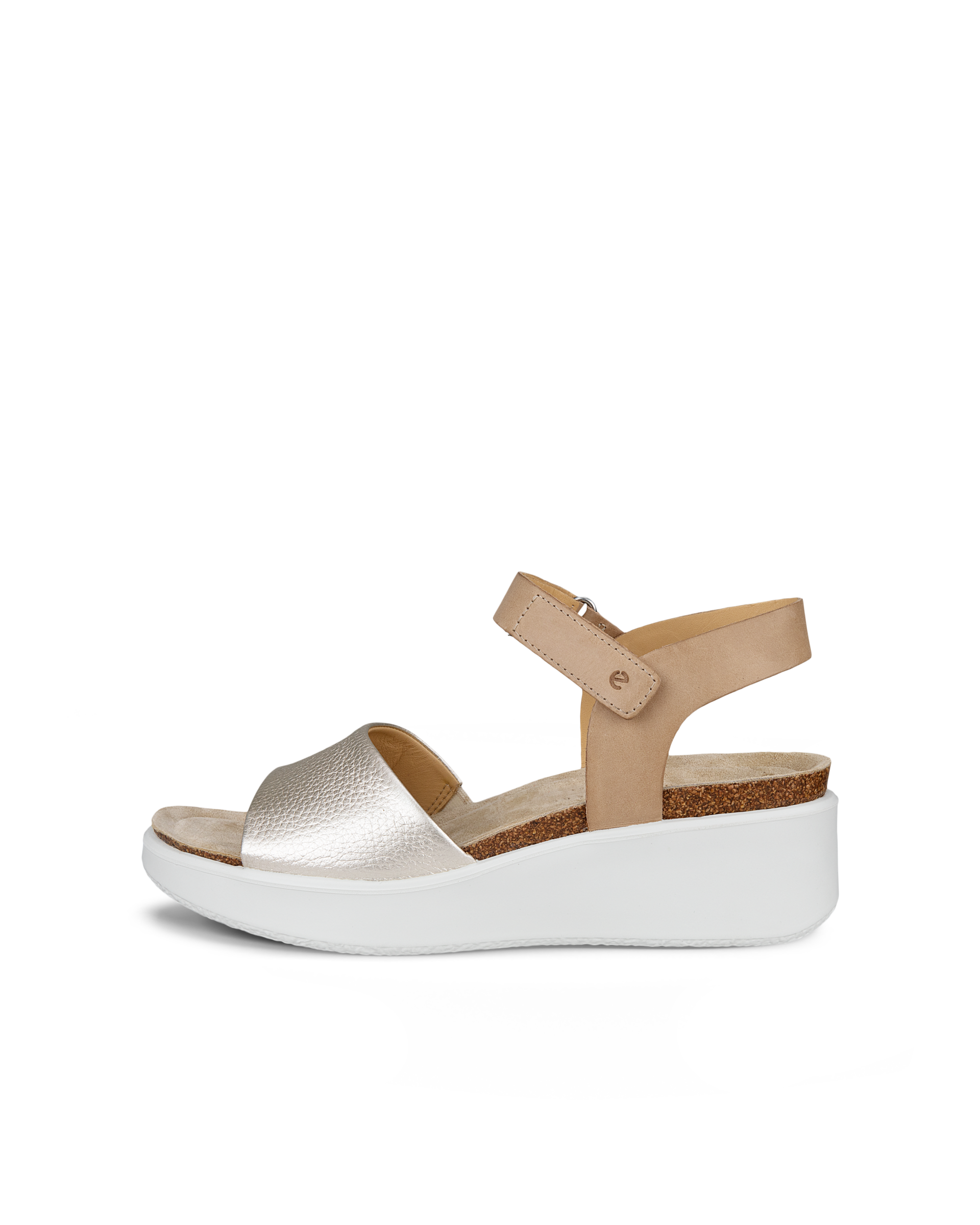 Women's ECCO® Flowt Wedge Leather Cork Heeled Sandal