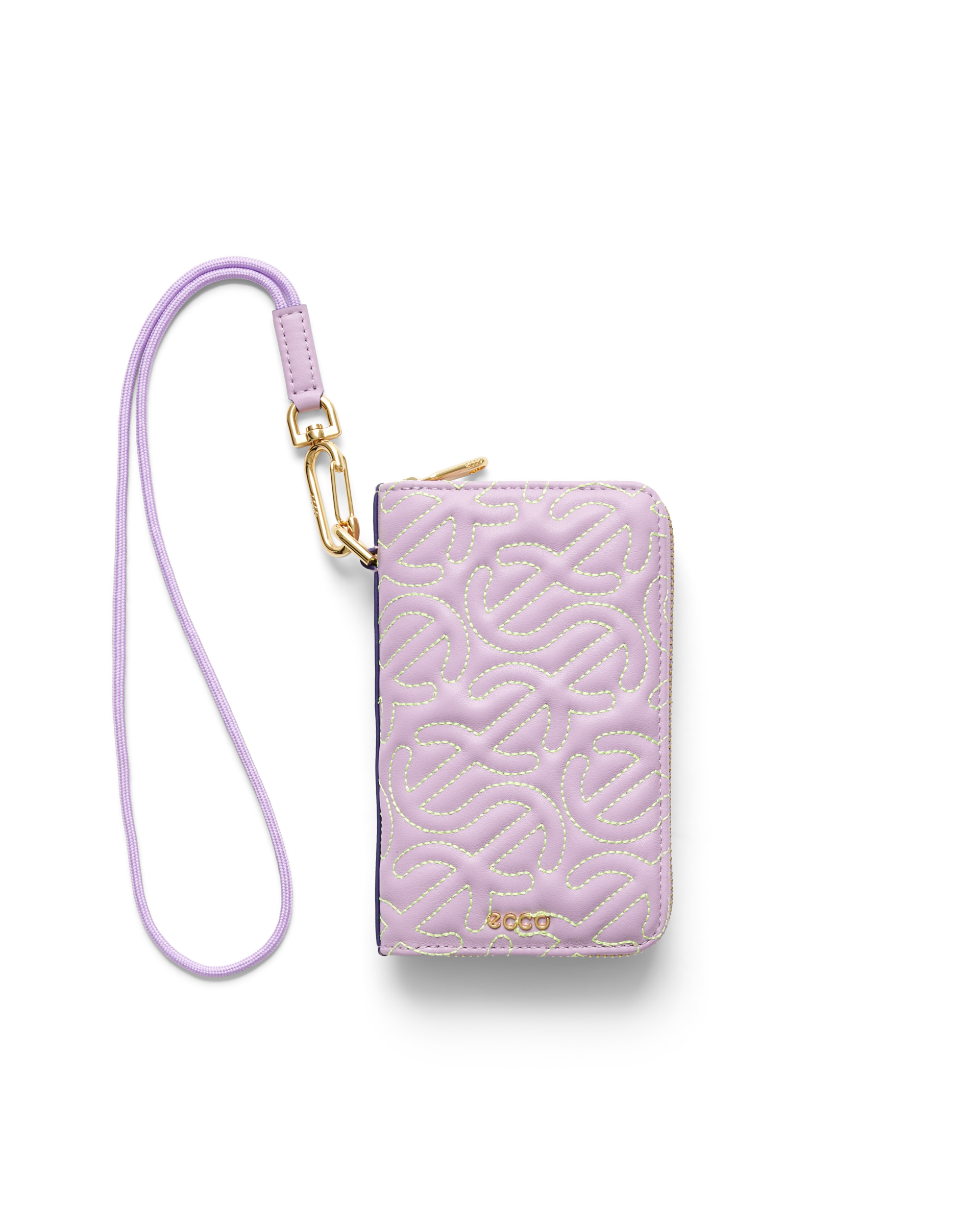 ECCO® Wave Zip Around Quilted Leather Pouch Wallet