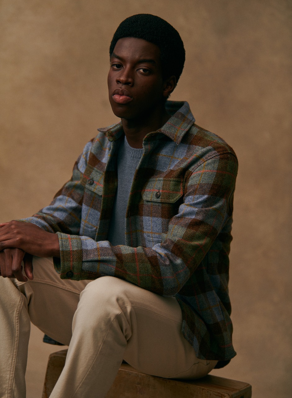 Lellan Shirt Blue Green Brown Tiles