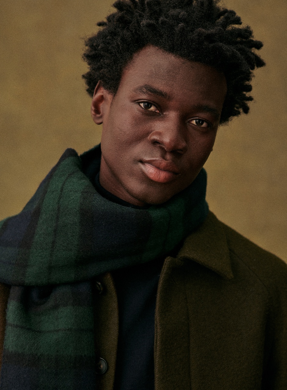 Alsek Scarf Navy Green Tartan