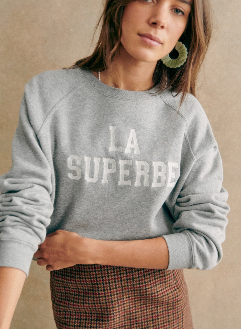La Superbe Sweat-Shirt Gris Chin�� / Cr��me