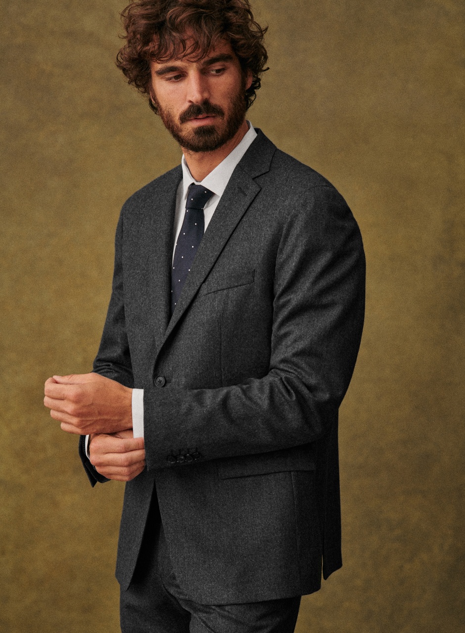 Warren Jacket Grey Full-Length Twill