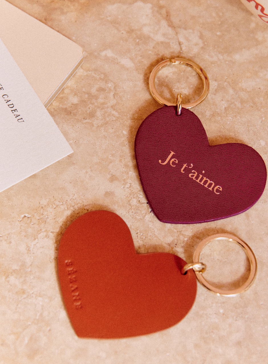 Heart Keychain Red " Je t'aime "