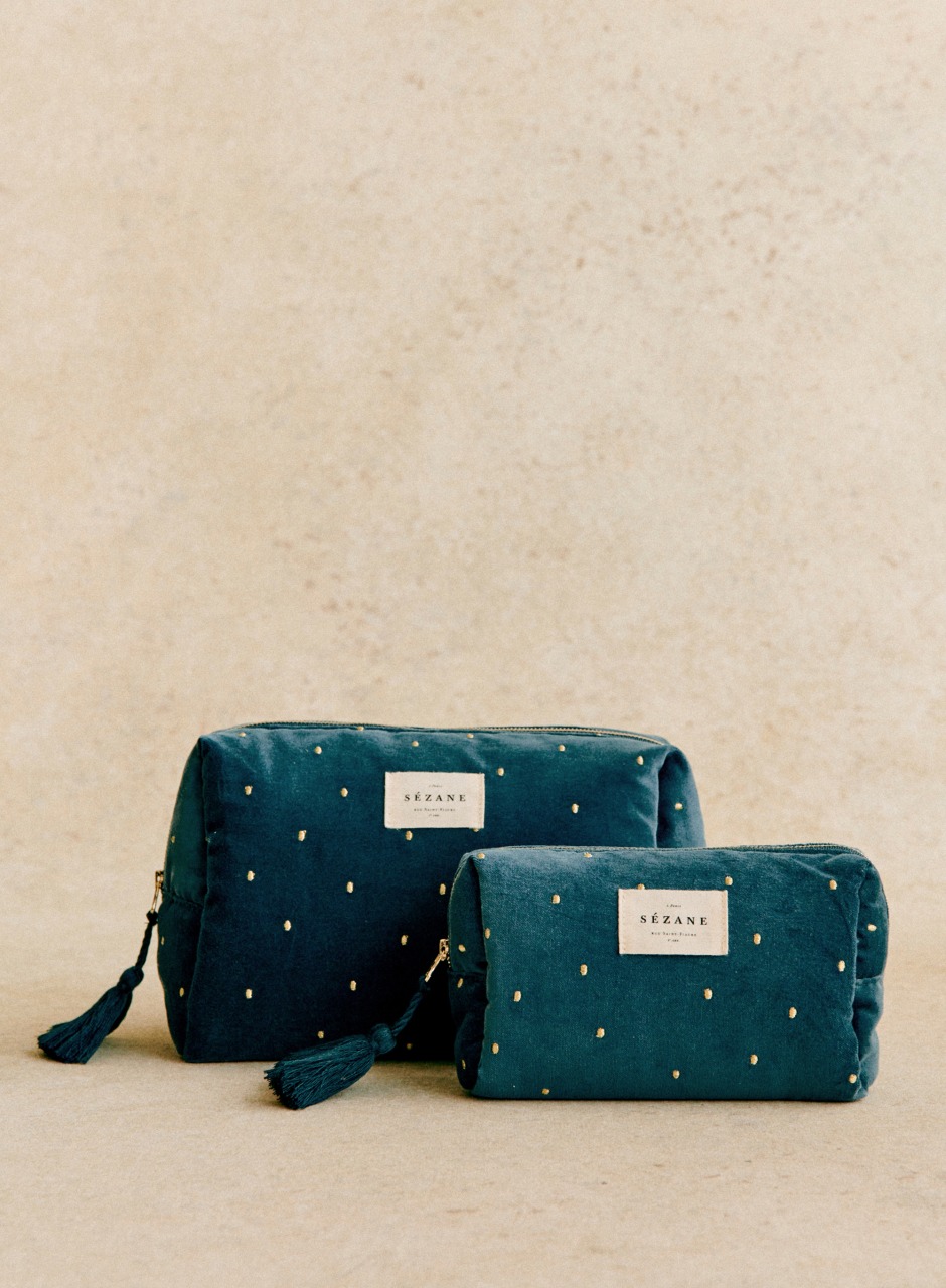 Toiletry bag Gold Embroidered Polka Dots