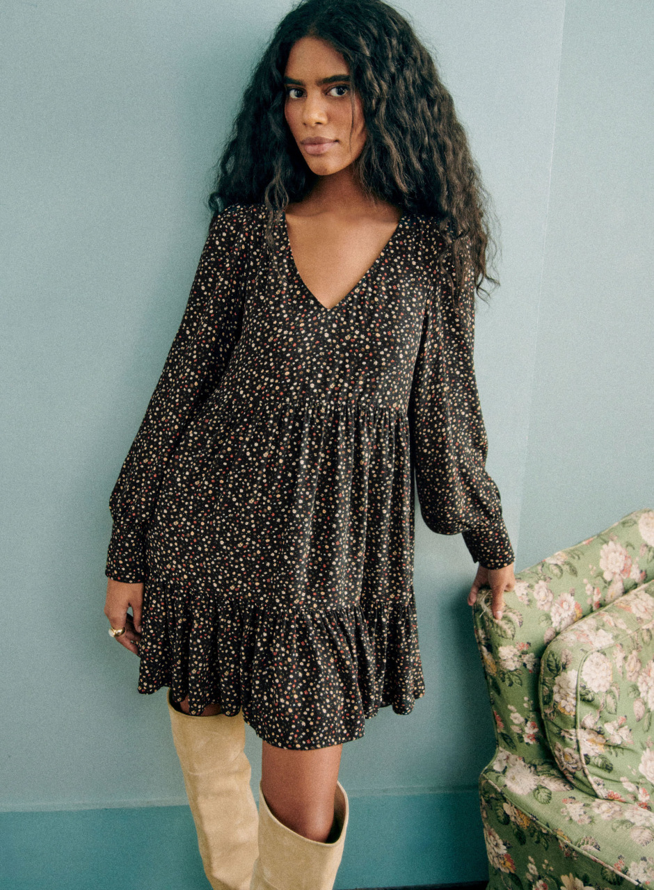 Aurena Dress Black/ Mini Flowers