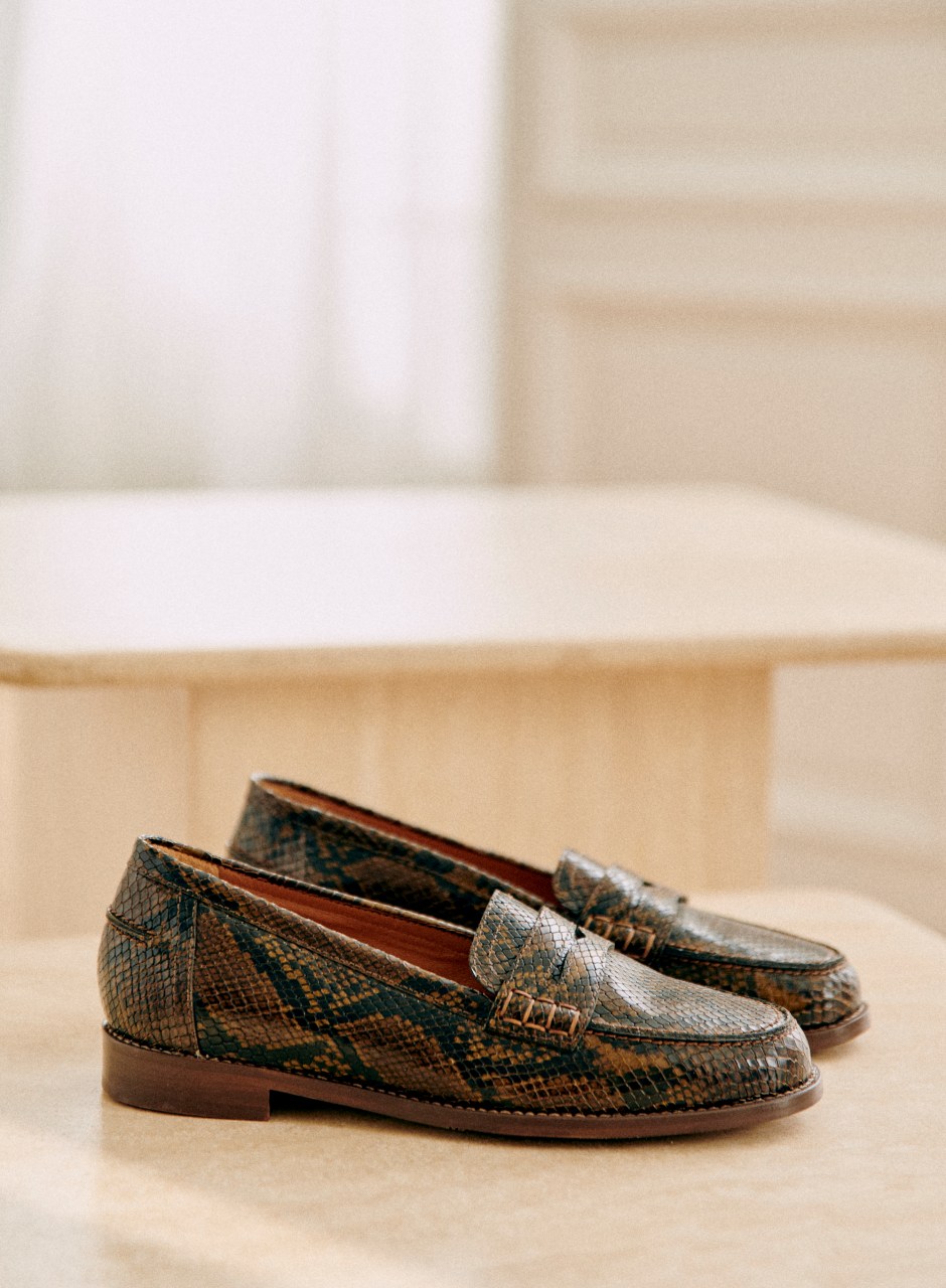 Andr�� Loafers Khaki python print
