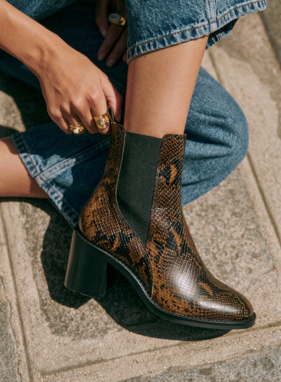 Pippa Ankle boots Khaki python print