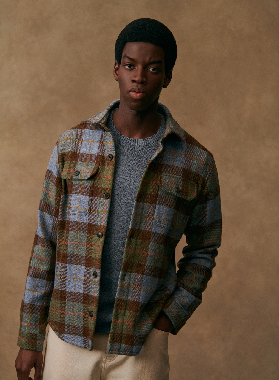 Lellan Shirt Blue Green Brown Tiles