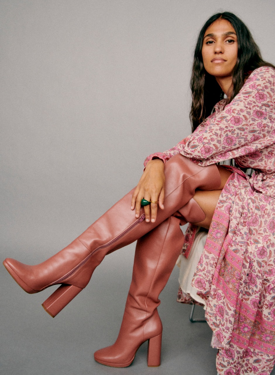 Apolline Thigh High Boots Smooth Rosewood