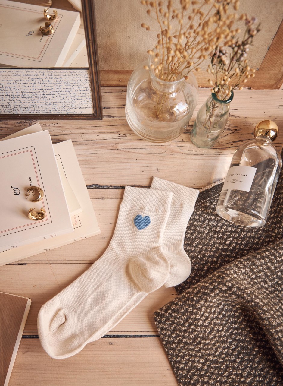 Heart Socks Vintage Blue