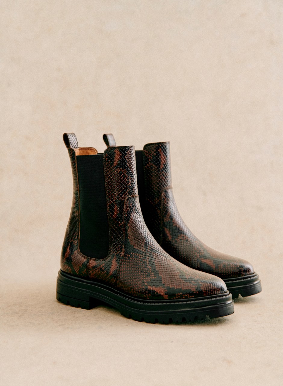 Lena Low Boots Brown Python Print