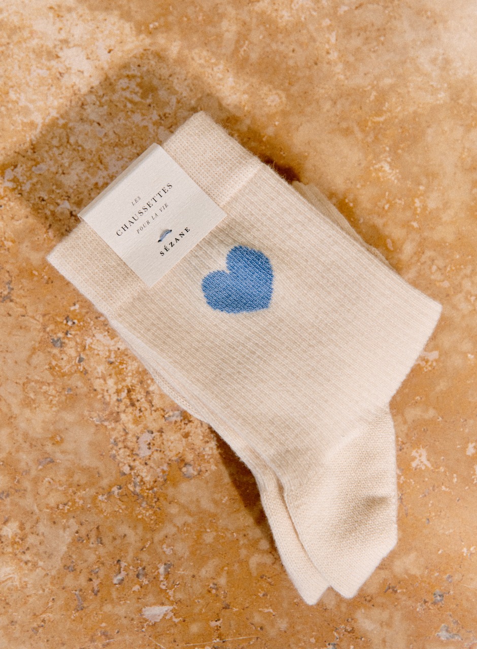 Heart Socks Vintage Blue