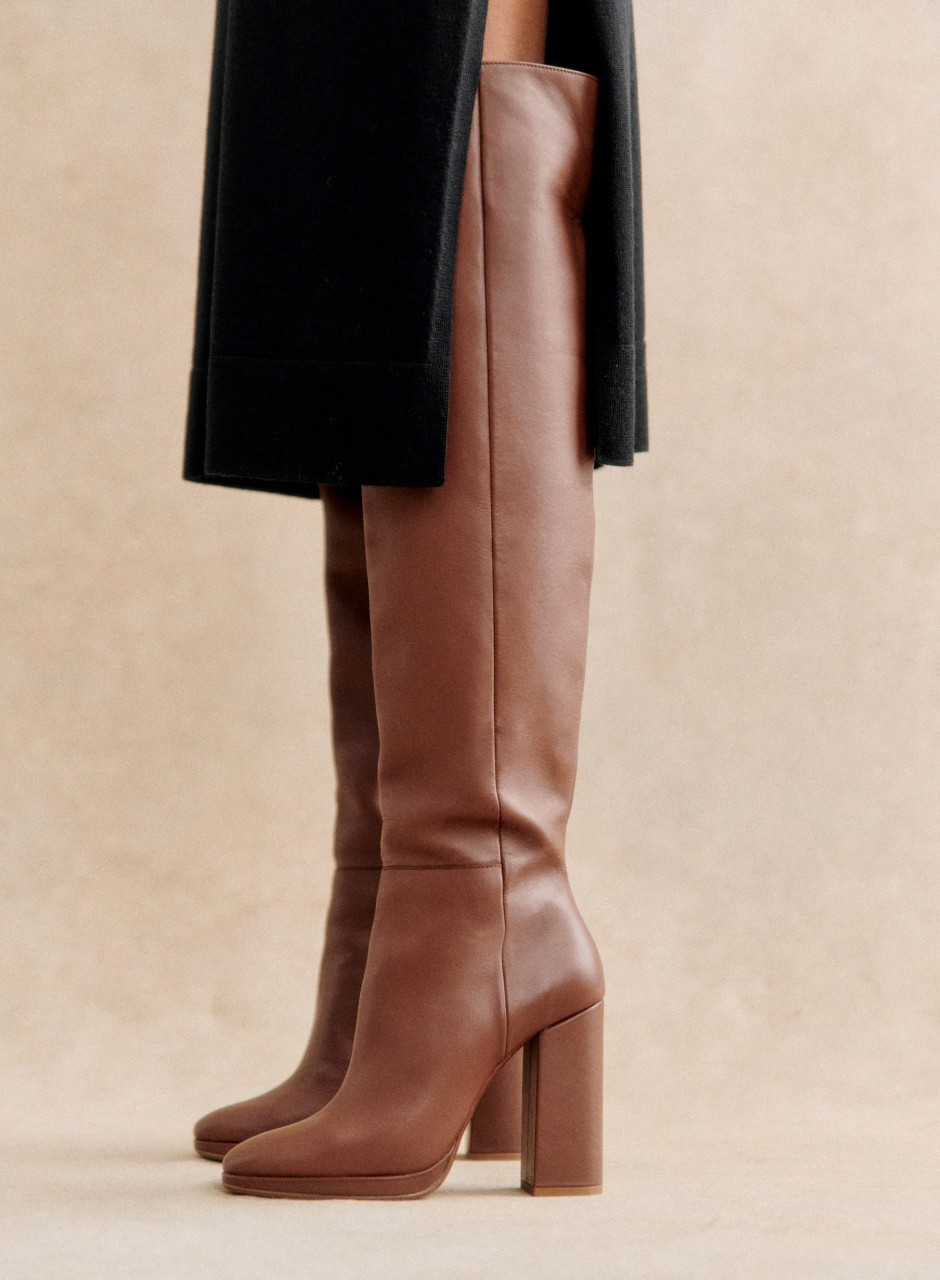 Apolline Thigh High Boots Smooth Chocolate