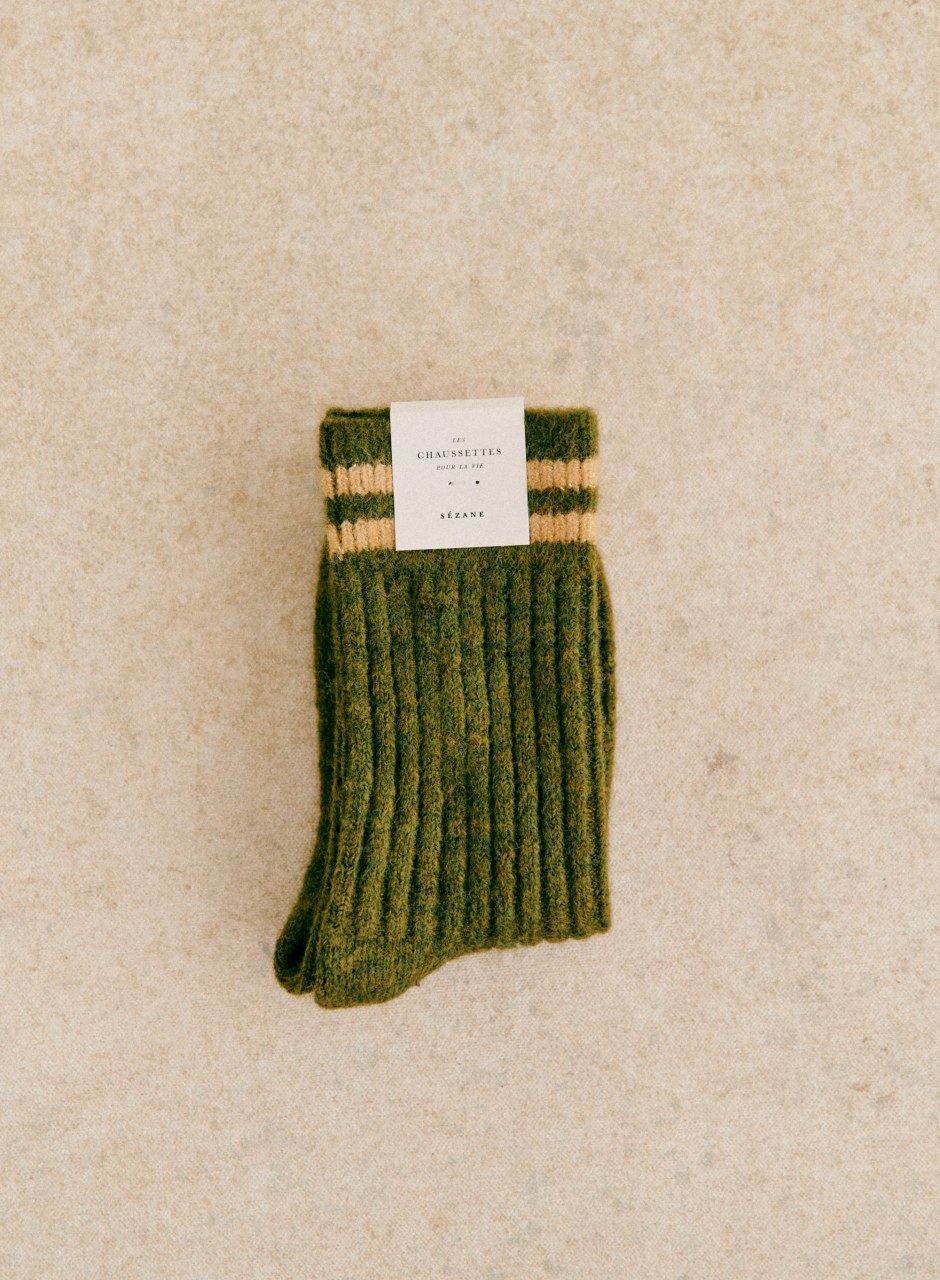 Jill socks Pine Green / Lurex Beige