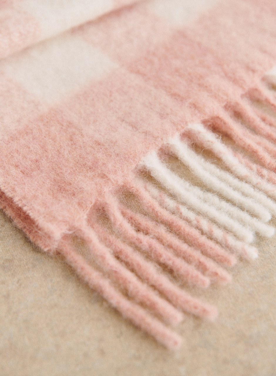 Louise Scarf Ecru & Rosewood Check Print