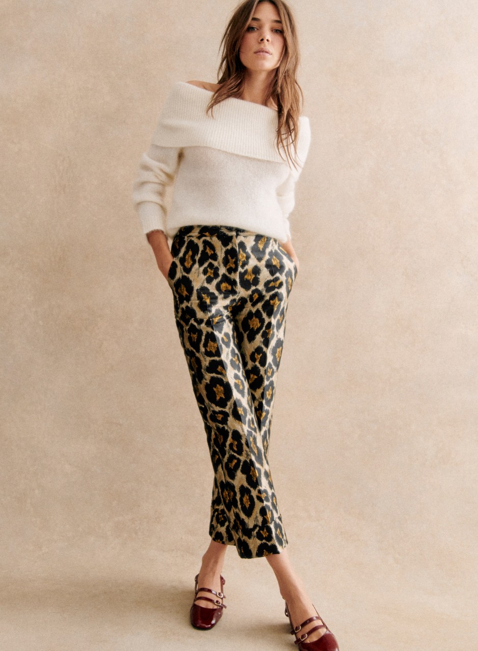 Damon Trousers Jacquard Leopard Print