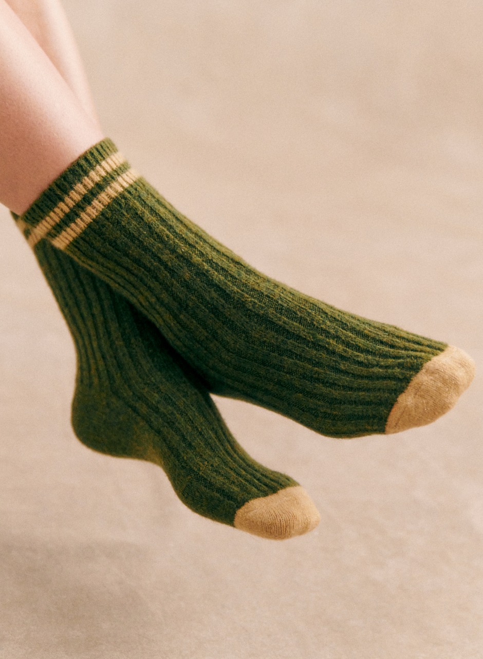 Jill socks Pine Green / Lurex Beige