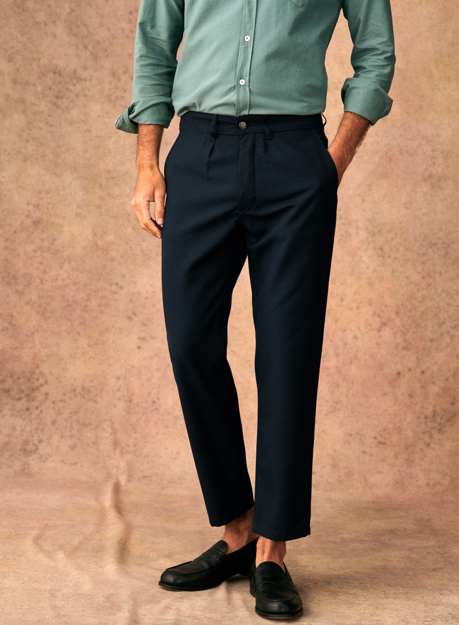 Bergame Straight Pants Navy Blue