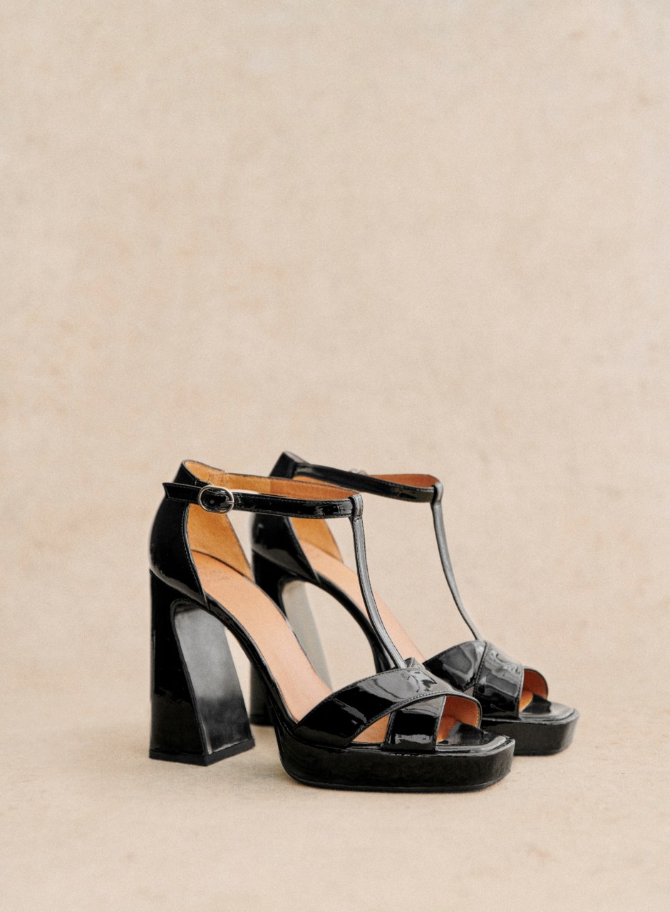 Sidonie High Sandals Patent Black