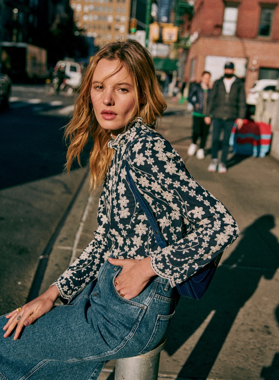 Eglantine Blouse Navy / Ecru