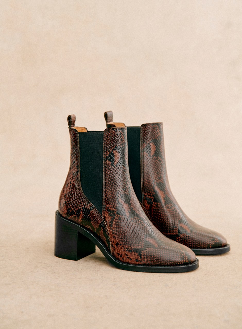 Pippa Ankle boots Khaki python print