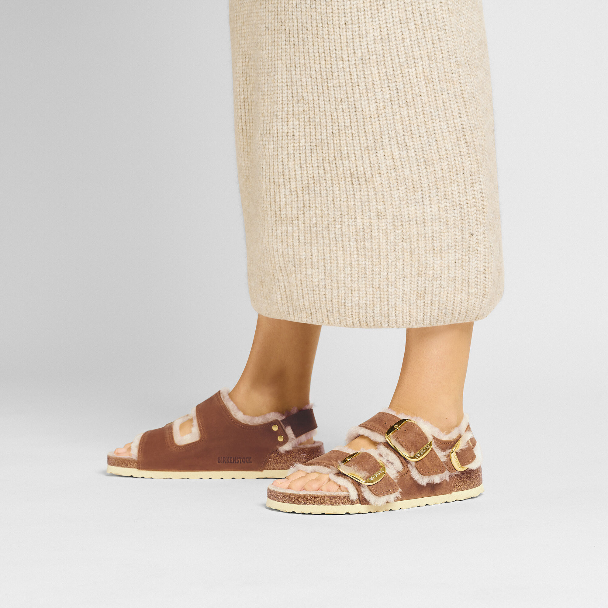 Milano Big Buckle Shearling Natural Leather Oiled