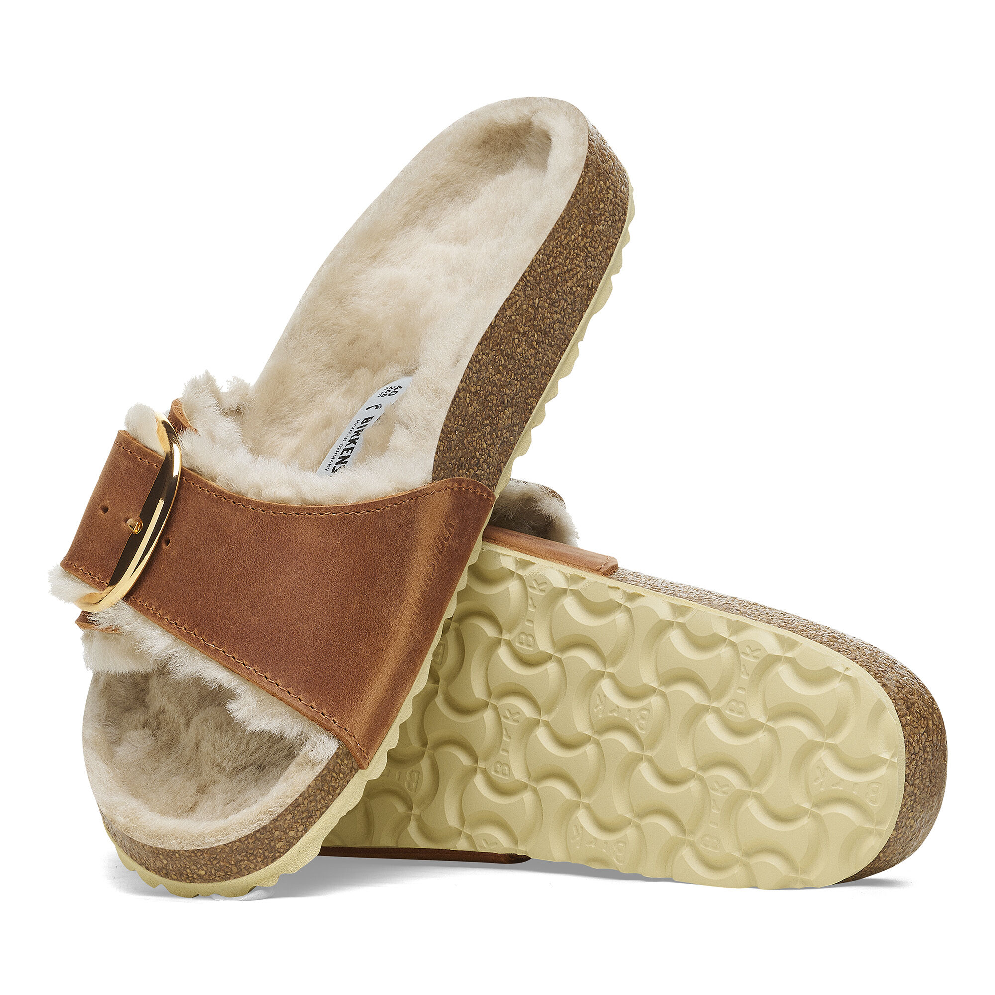 Madrid Big Buckle Shearling Natural Leather Oiled
