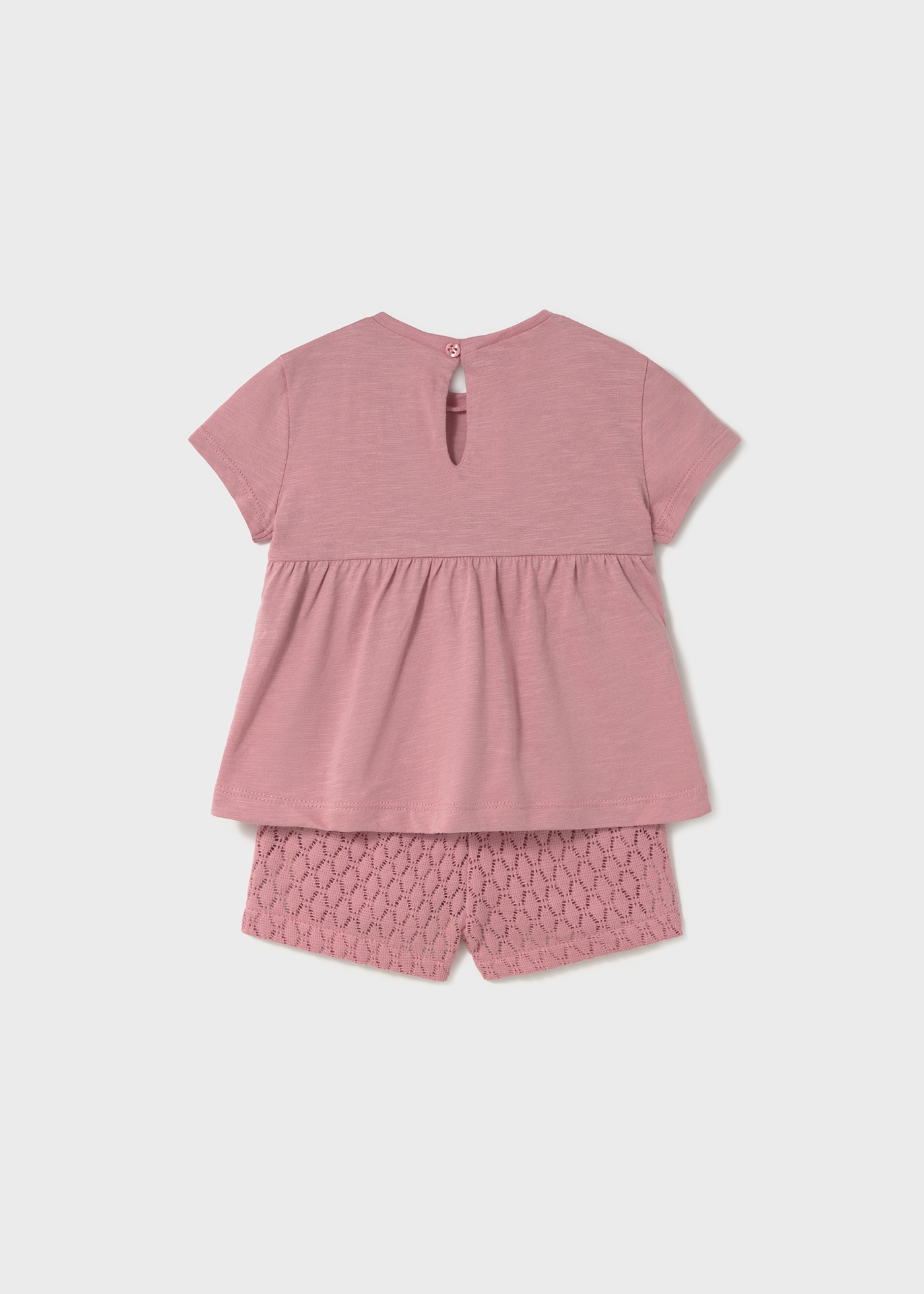 Baby guipure shorts and top set with decorative waistcoat