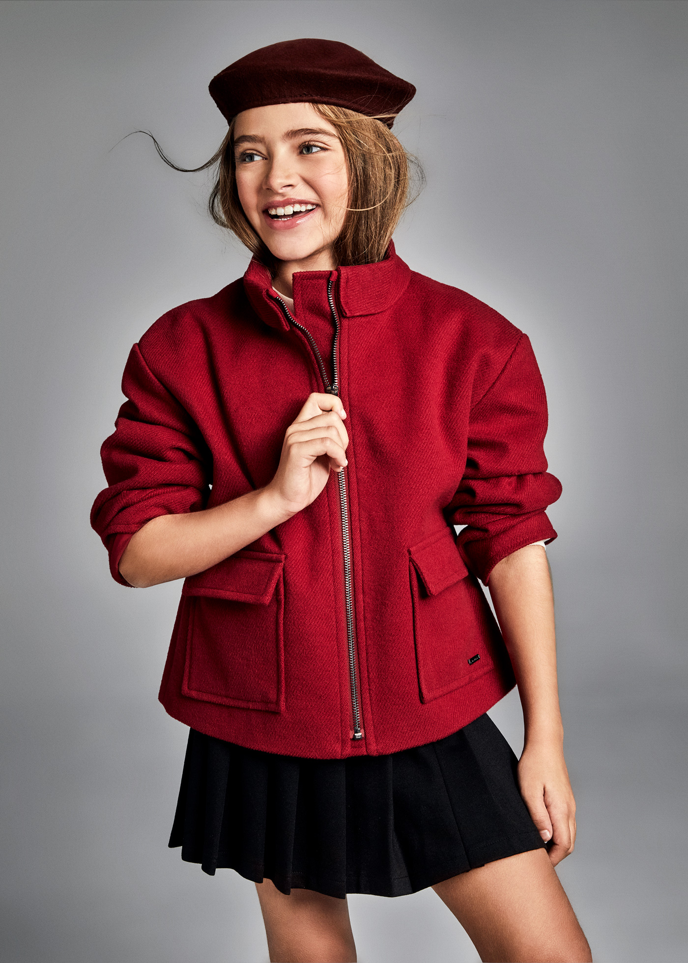 Girl Pleated Skirt with Decorative Waistband