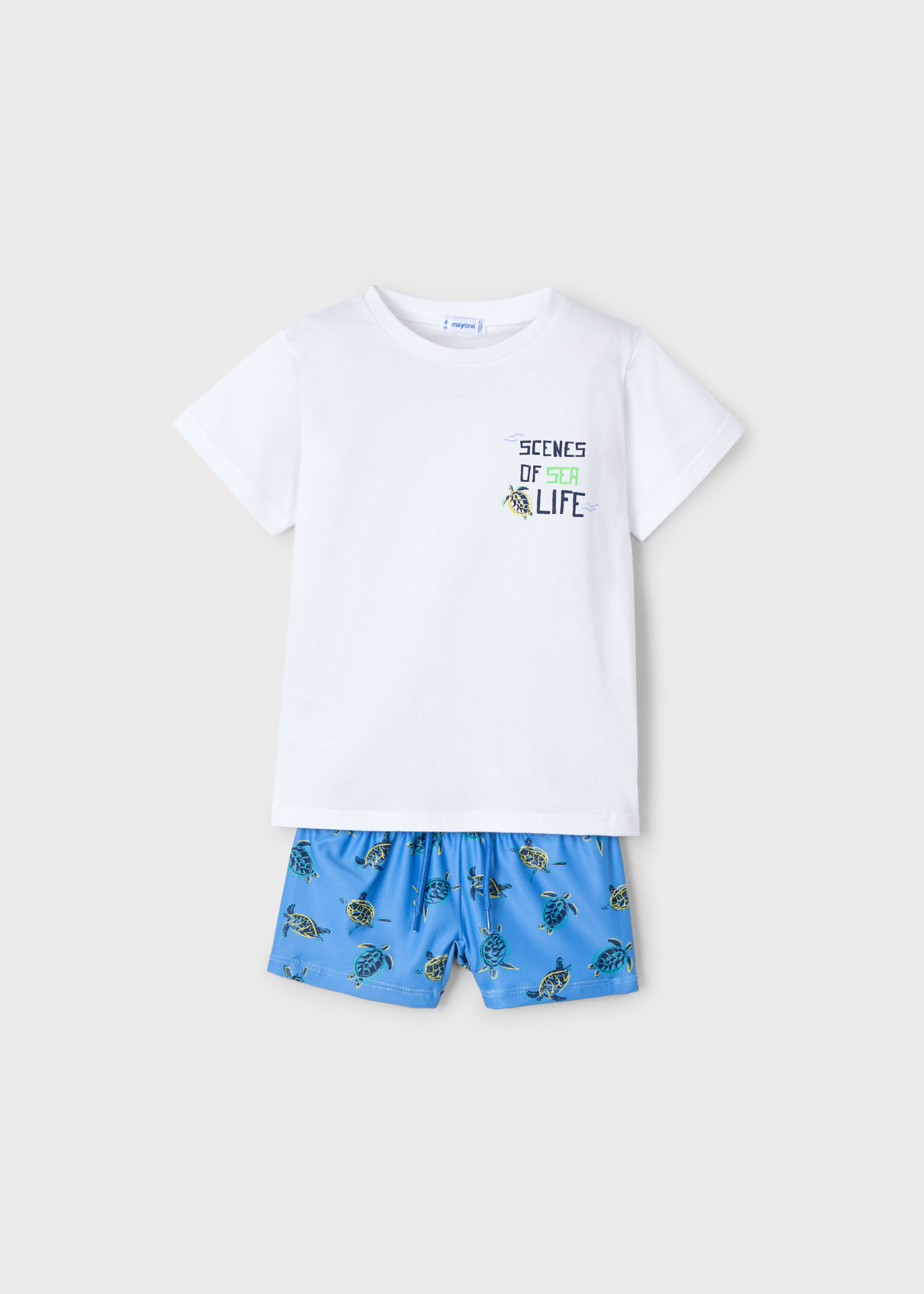 Boy swimming shorts and t-shirt set with solar protection