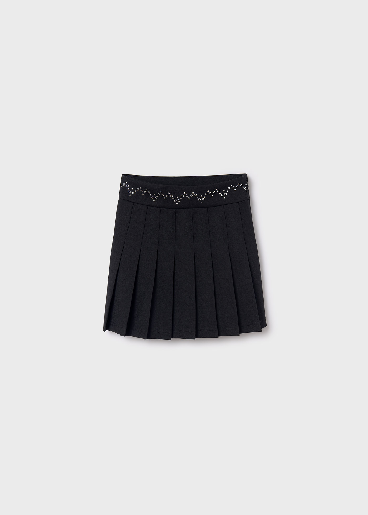 Girl Pleated Skirt with Decorative Waistband
