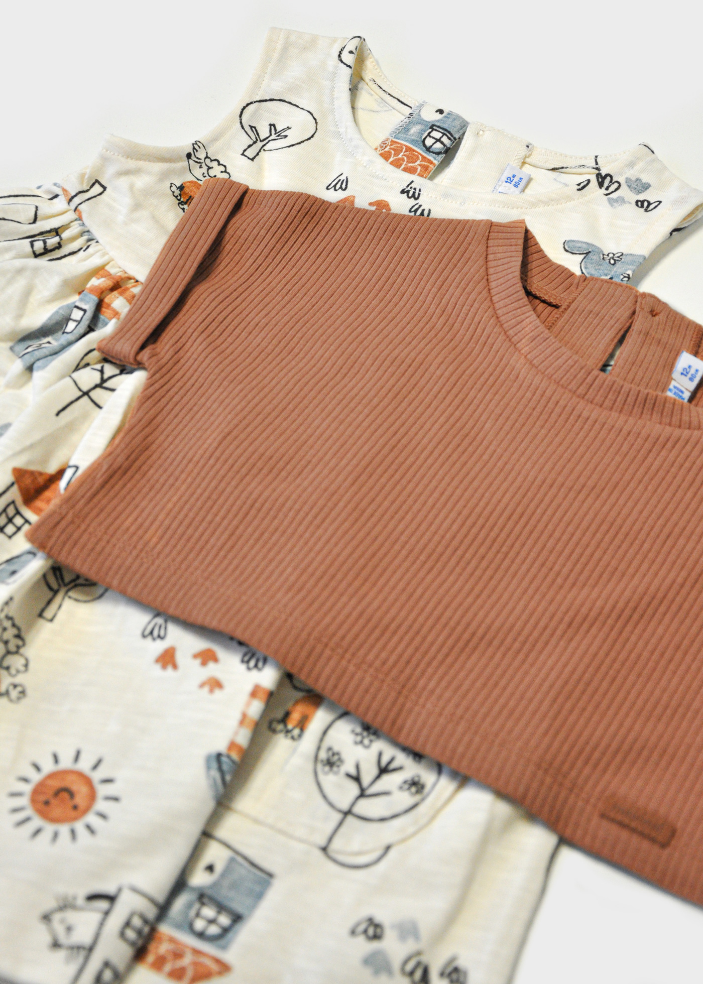 Baby print dress with top set