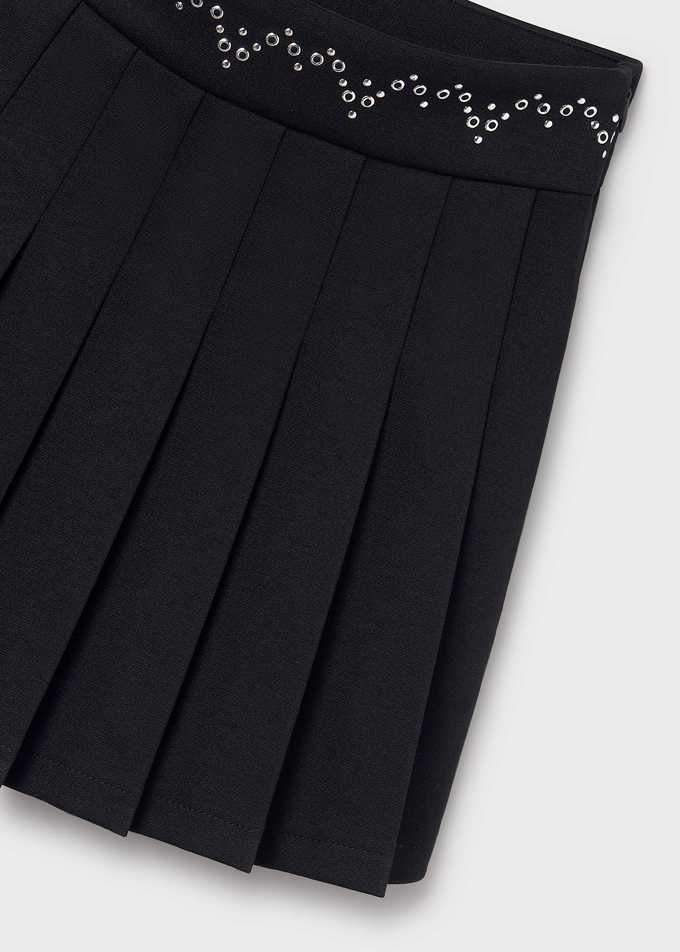 Girl Pleated Skirt with Decorative Waistband